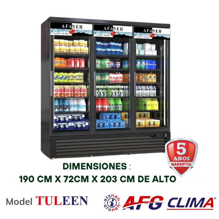 Refrigerador comercial de 3 puertas de vidrio para comercializador, refrigerador vertical con luz LED