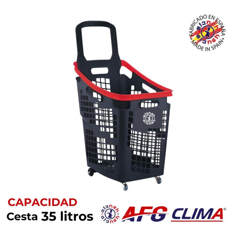Cesta de compra 35 litros con ruedas