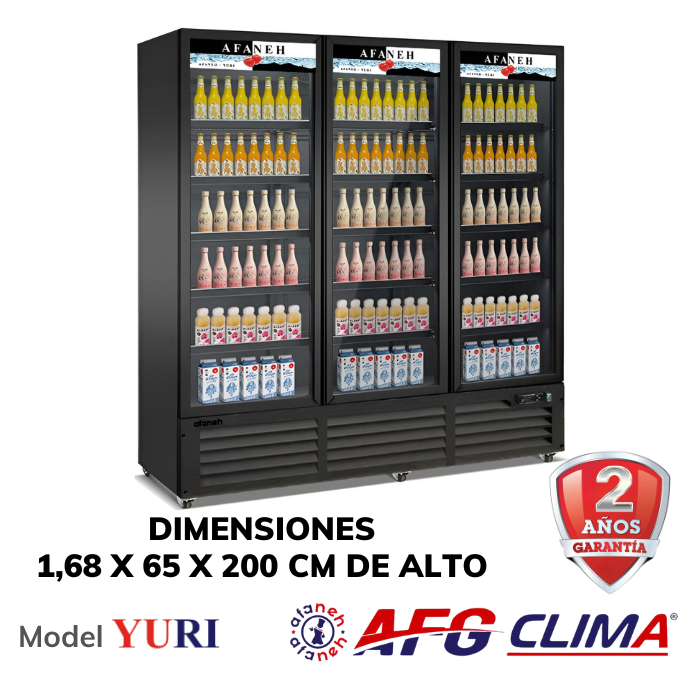 Refrigerador comercial de 3 puertas de vidrio para comercializador, refrigerador vertical (YURI)