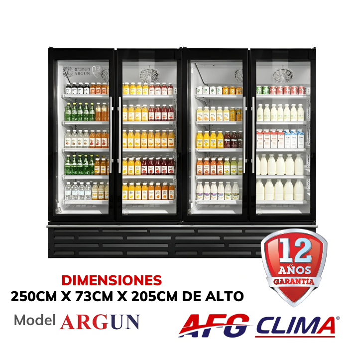 Refrigerador comercial de 4 puertas de vidrio (ARGUN)